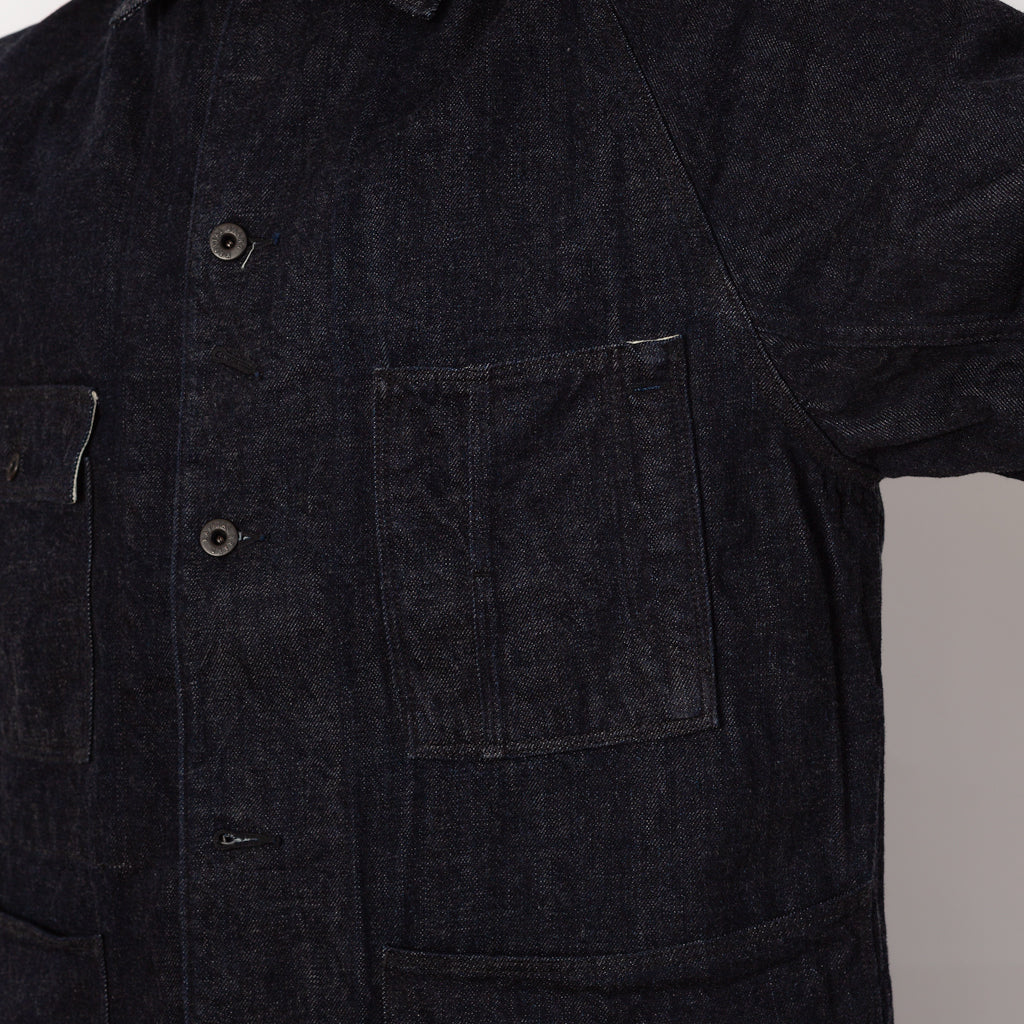12oz Denim CACTUS Coverall (BLK-Thread ver.) - Indigo