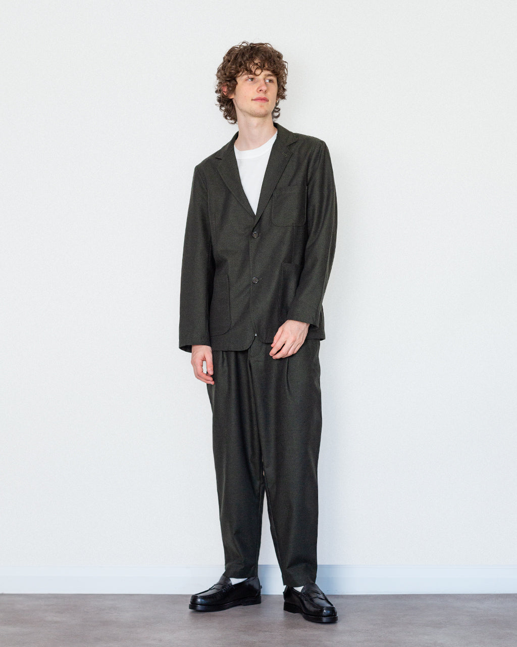 Pleated Track Pant - Olive IT Tweed