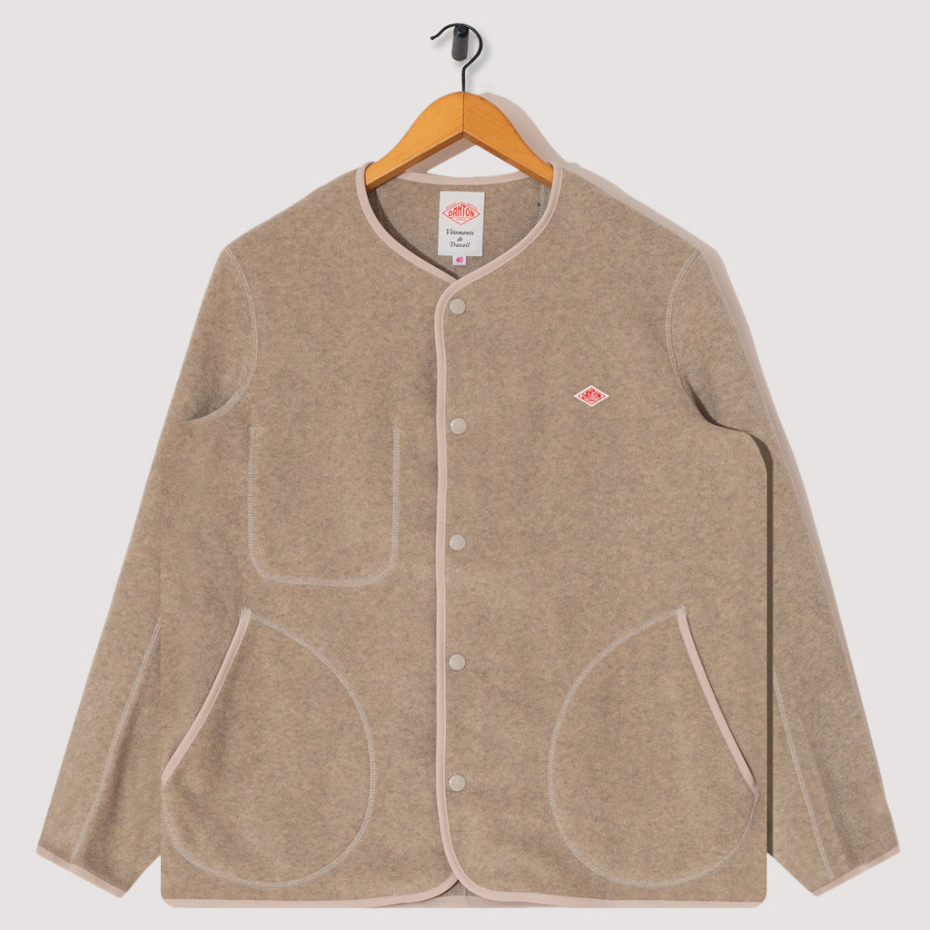 Women fleece collarless jacket hotsell