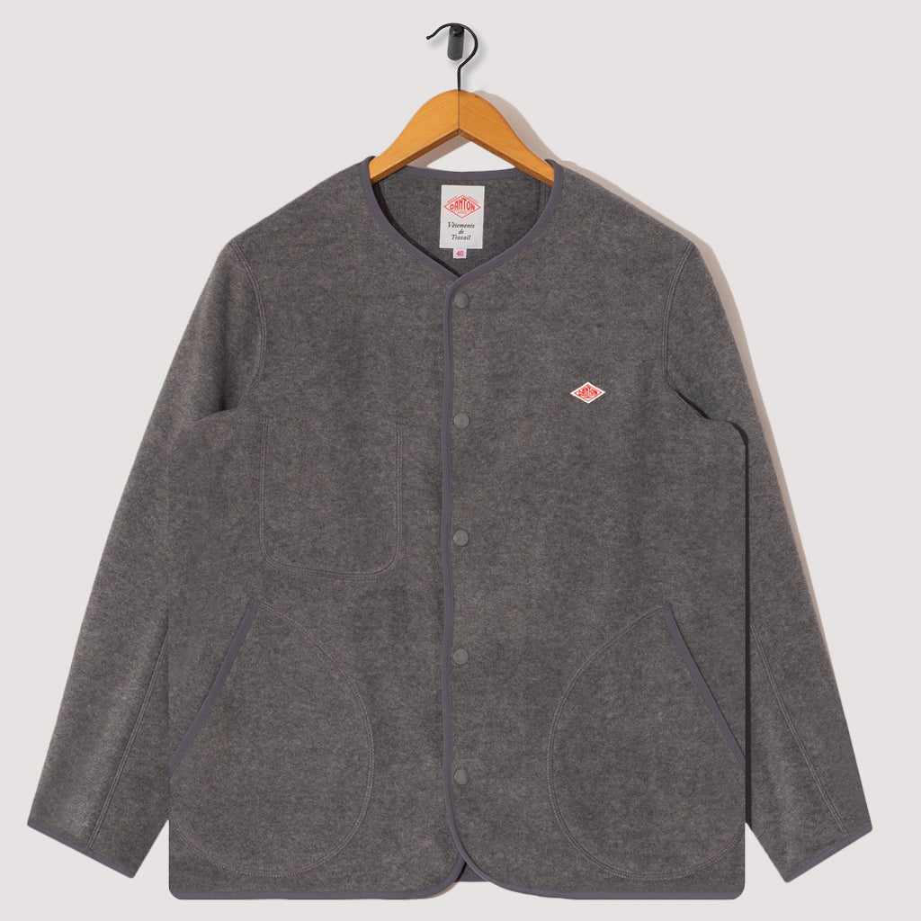 Fleece Collarless Jacket - Dark Grey | Danton | Peggs & son