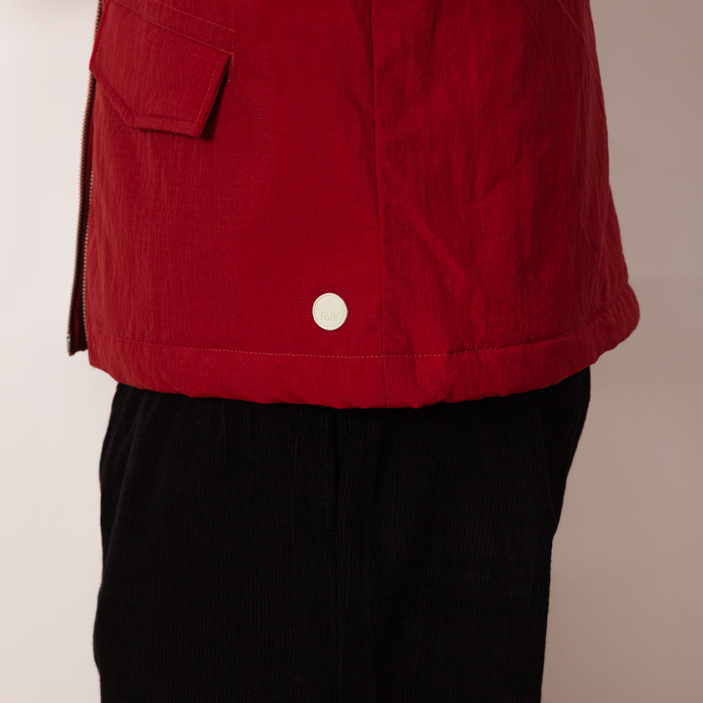 Wadded Bomber - Crimson Ripstop Nylon