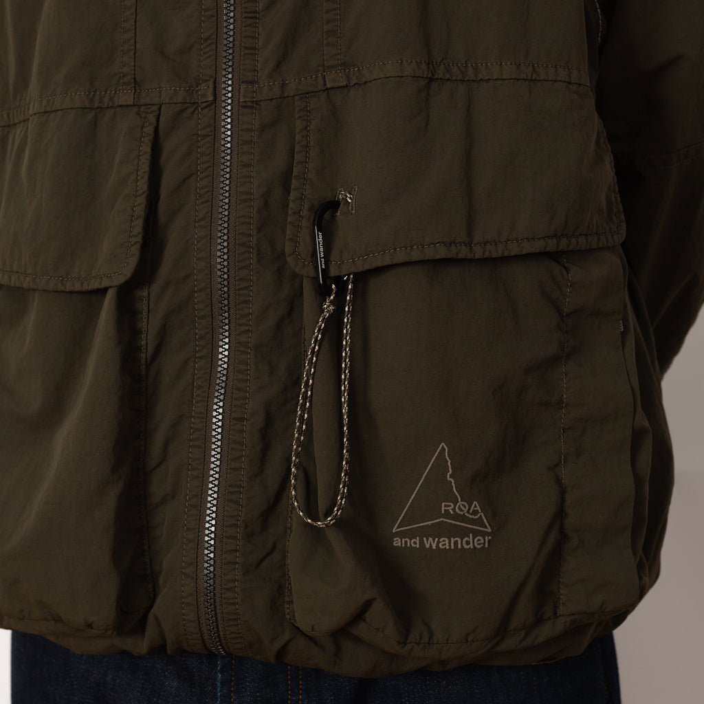 and wander Garment Dyed Hooded Jacket - Khaki