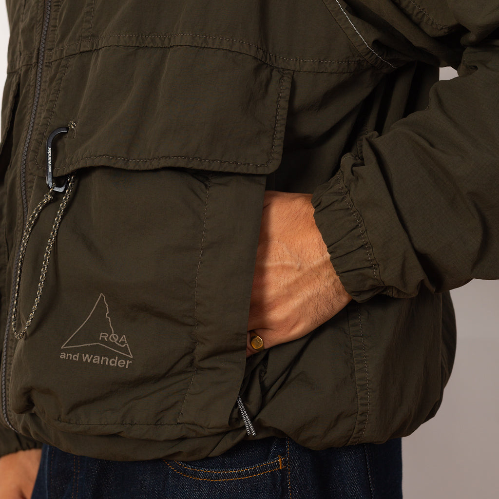 and wander Garment Dyed Hooded Jacket - Khaki