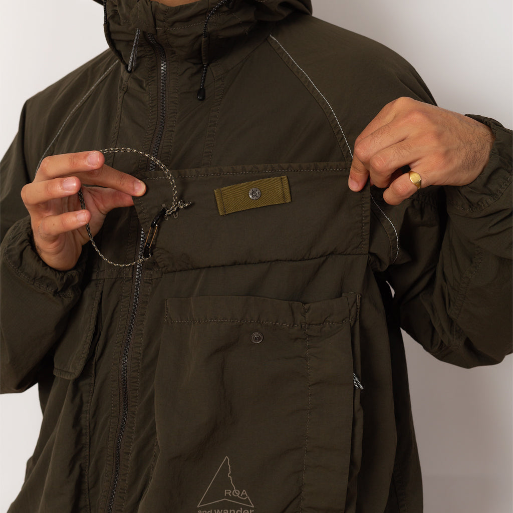 and wander Garment Dyed Hooded Jacket - Khaki