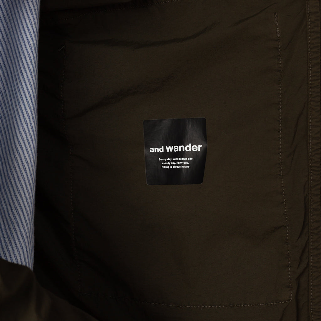 and wander Garment Dyed Hooded Jacket - Khaki