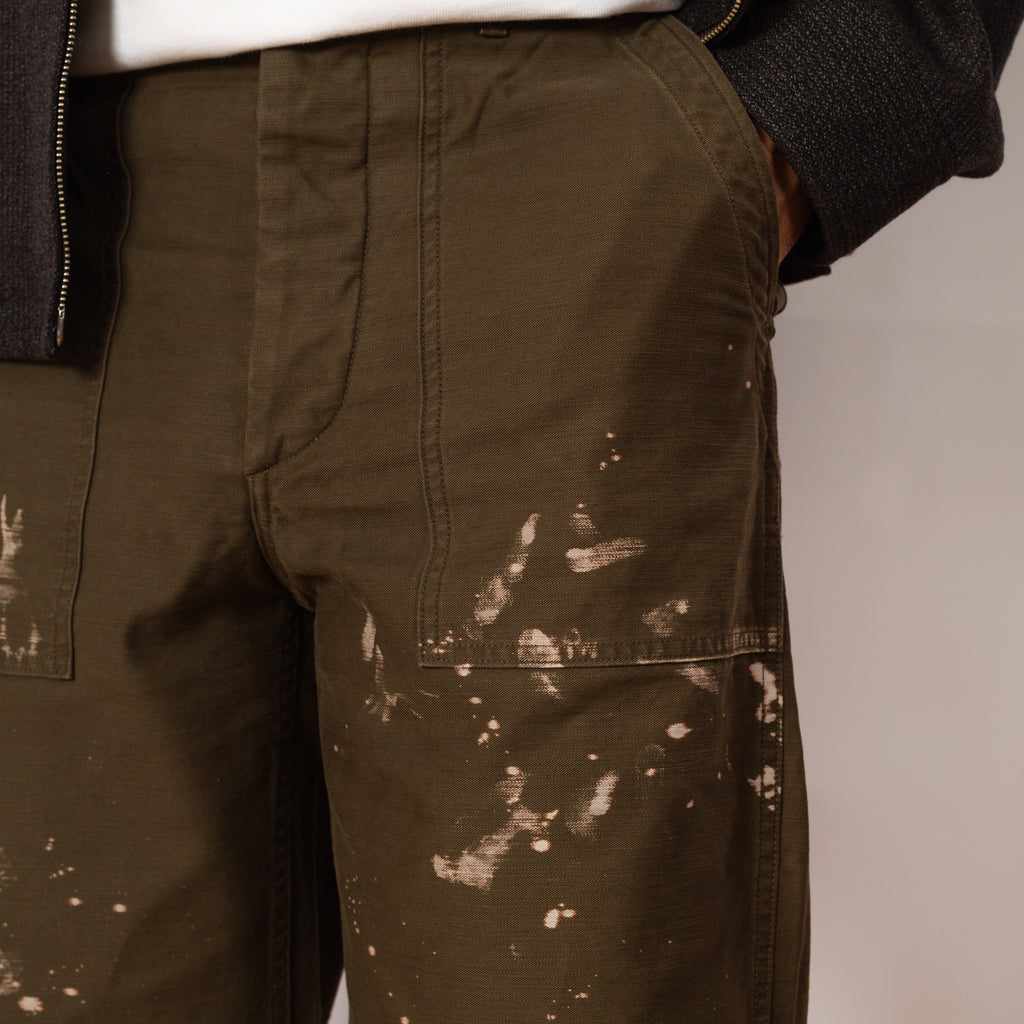 Washed Baggy Satin Bleached Baker Pant - Khaki Brown