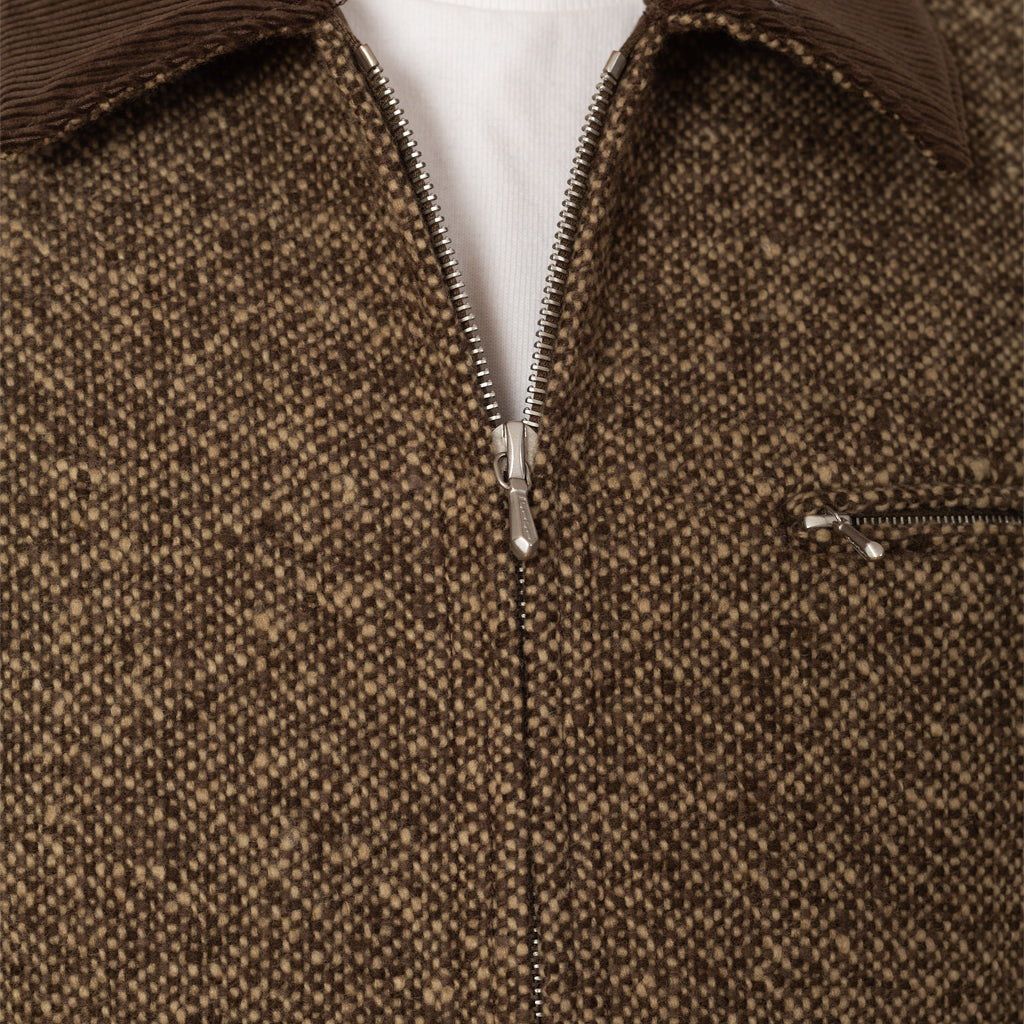Homespun Tweed Zip Blouson - Brown