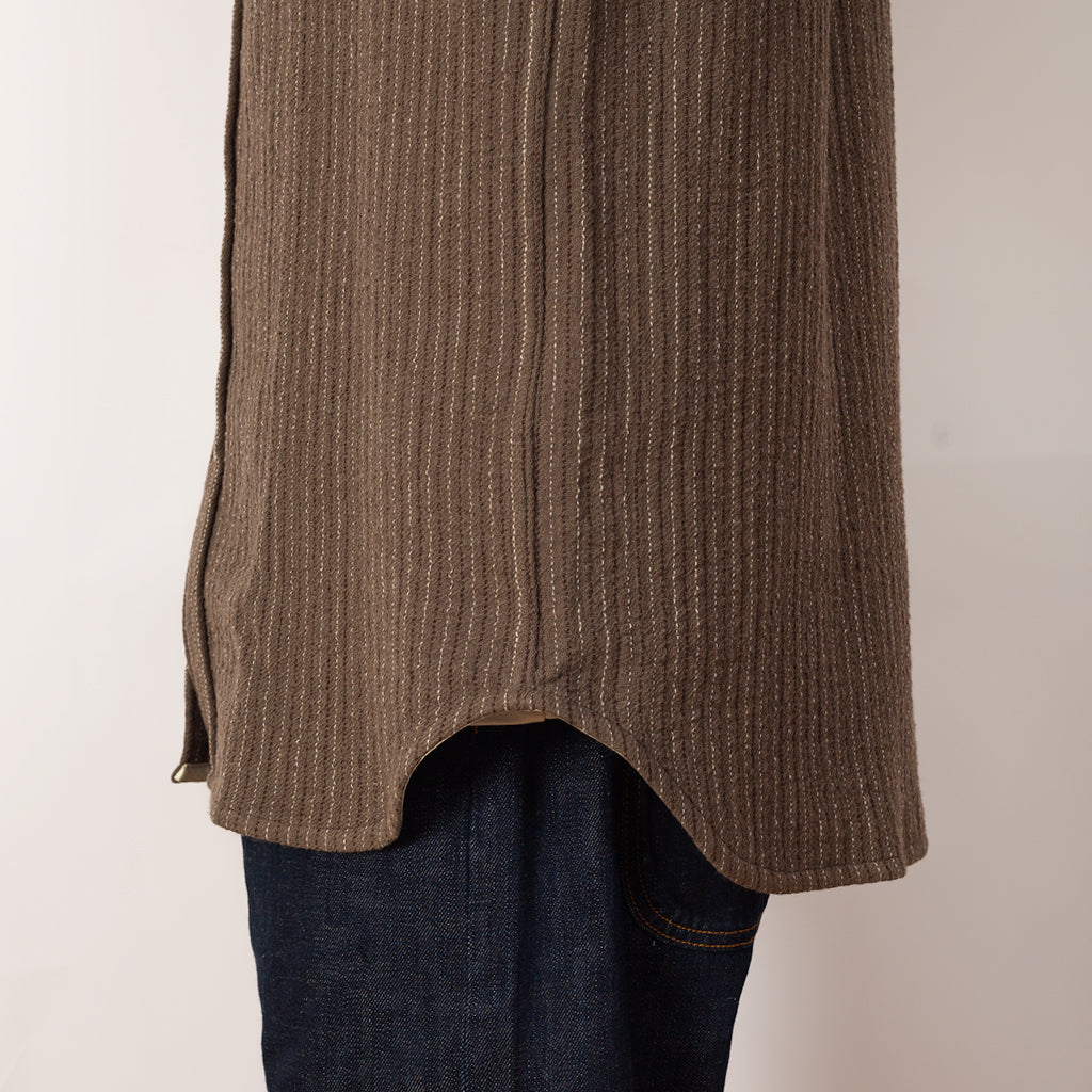 Ole Oversized Wool Stripe Shirt - Seal Brown (9024)