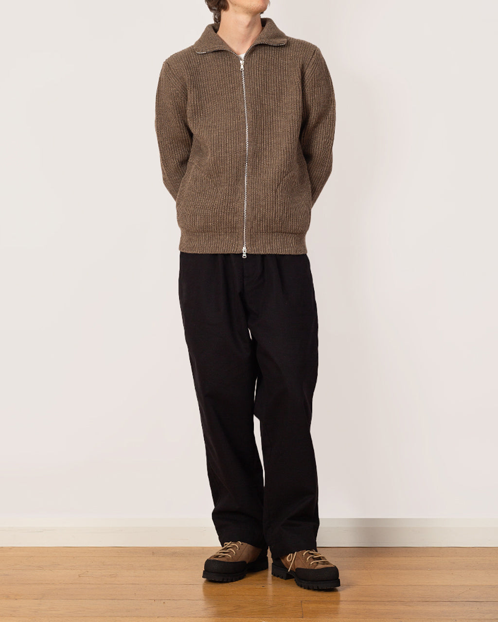 Navy Full Zip with Pockets - Natural Taupe