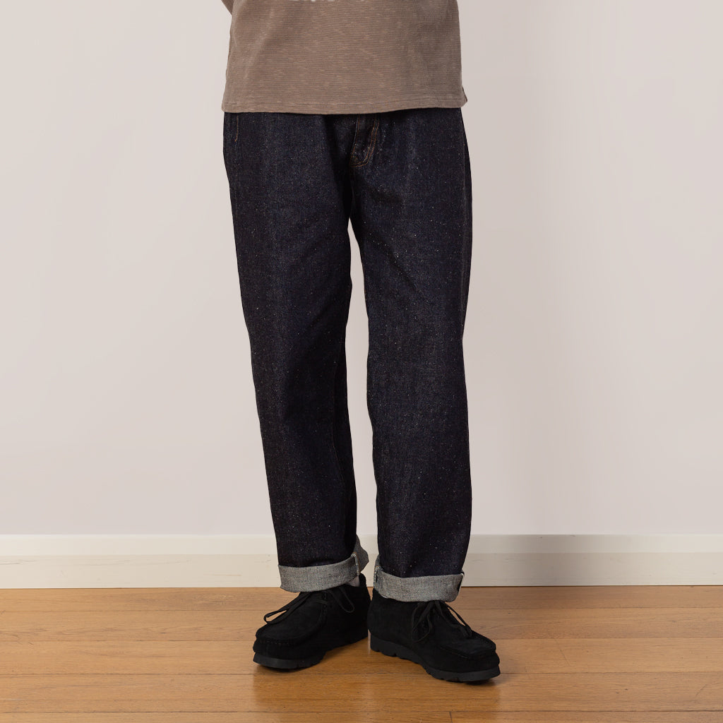 Five Pocket Zipper Front Denim Pants - Indigo One Wash