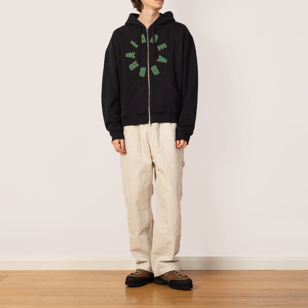 COLLEGIATE ZIP UP HOODIE - Black