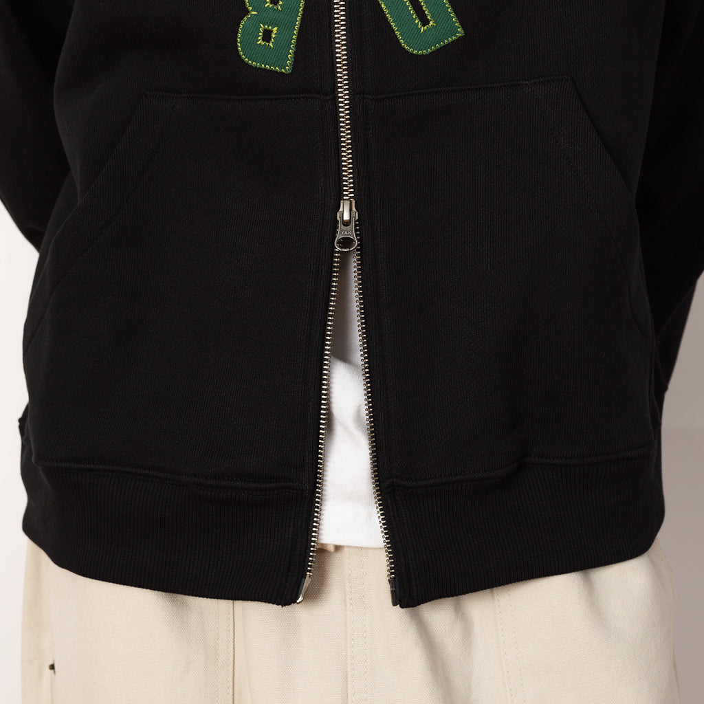 COLLEGIATE ZIP UP HOODIE - Black