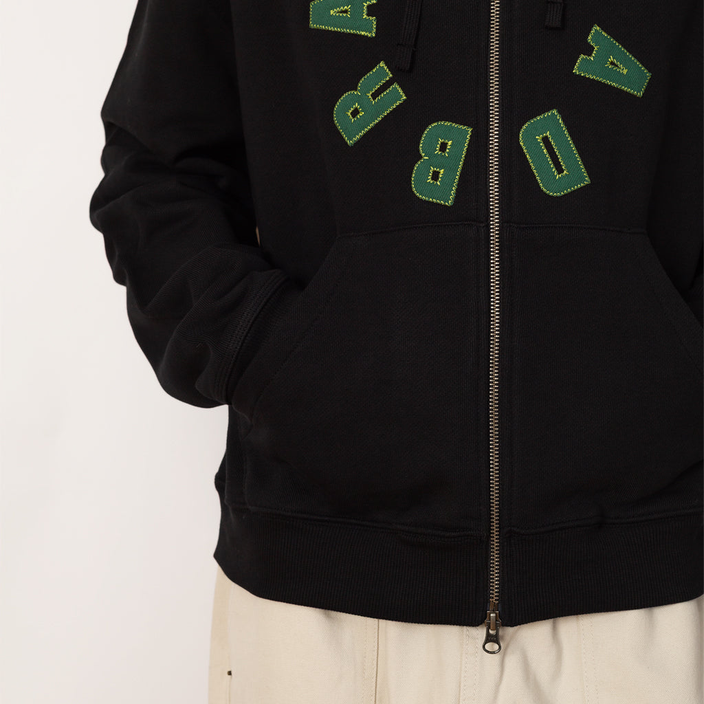 COLLEGIATE ZIP UP HOODIE - Black