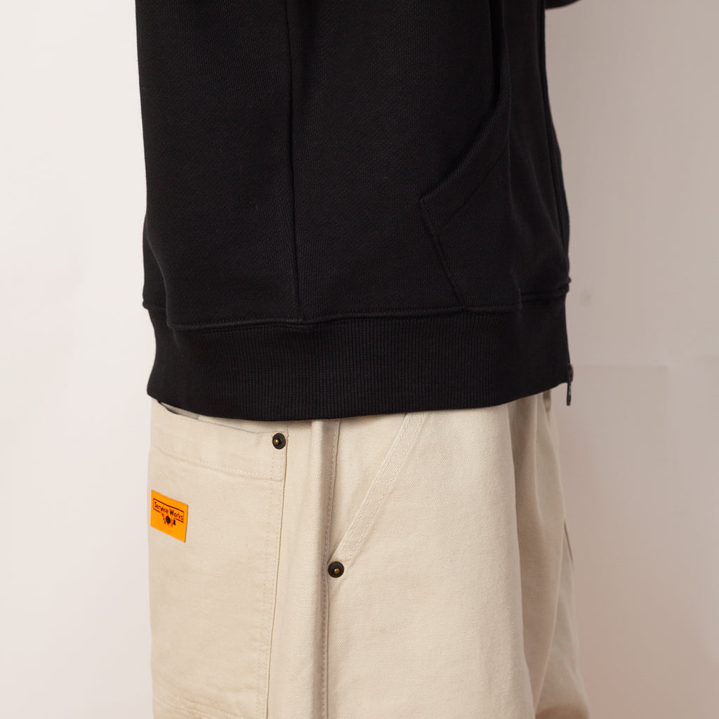 COLLEGIATE ZIP UP HOODIE - Black