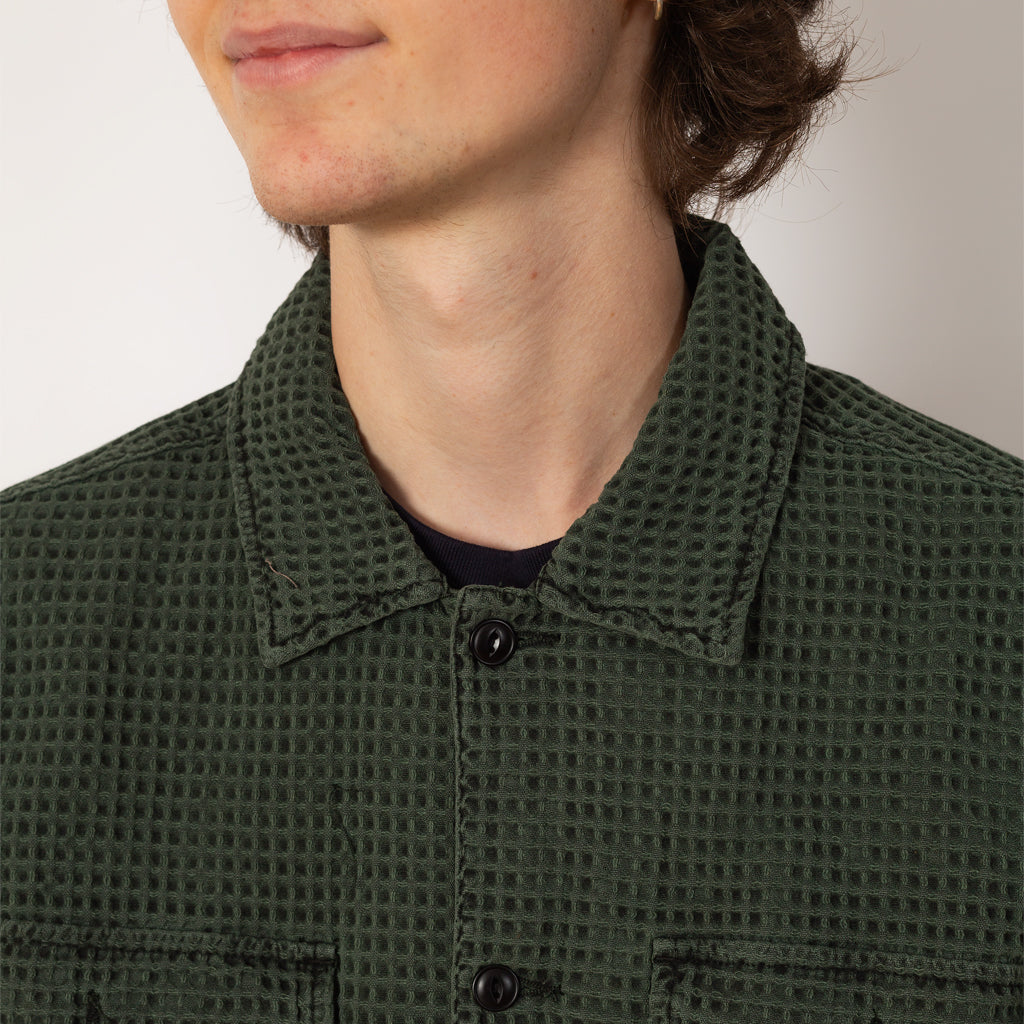 WAFFLE BUTTON FRONT SHIRT - Dark Green