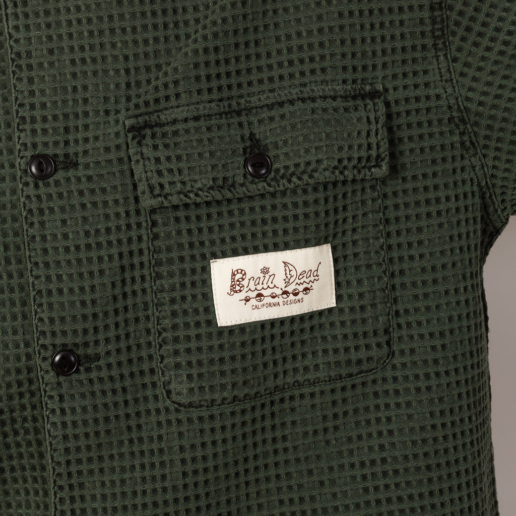 WAFFLE BUTTON FRONT SHIRT - Dark Green