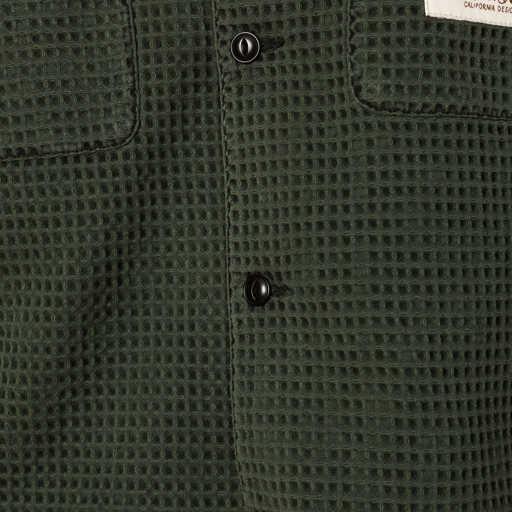 WAFFLE BUTTON FRONT SHIRT - Dark Green