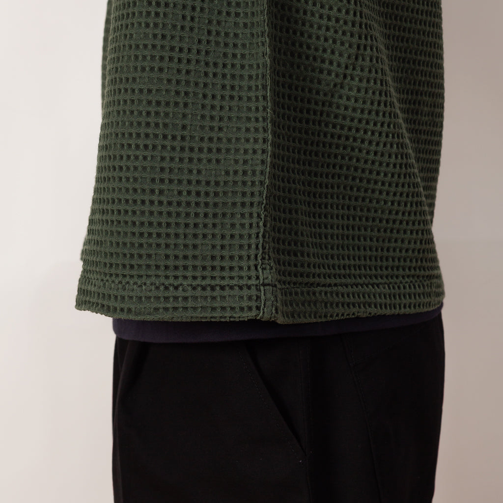 WAFFLE BUTTON FRONT SHIRT - Dark Green