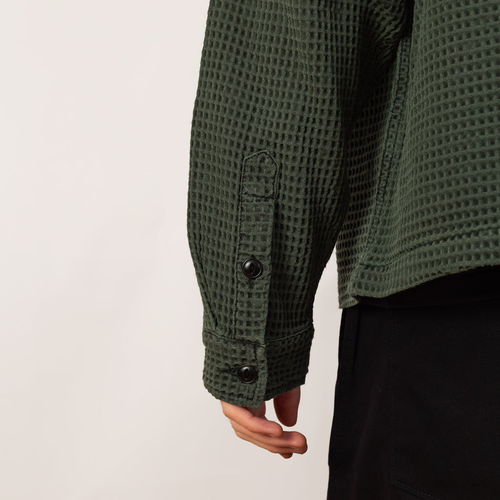 WAFFLE BUTTON FRONT SHIRT - Dark Green