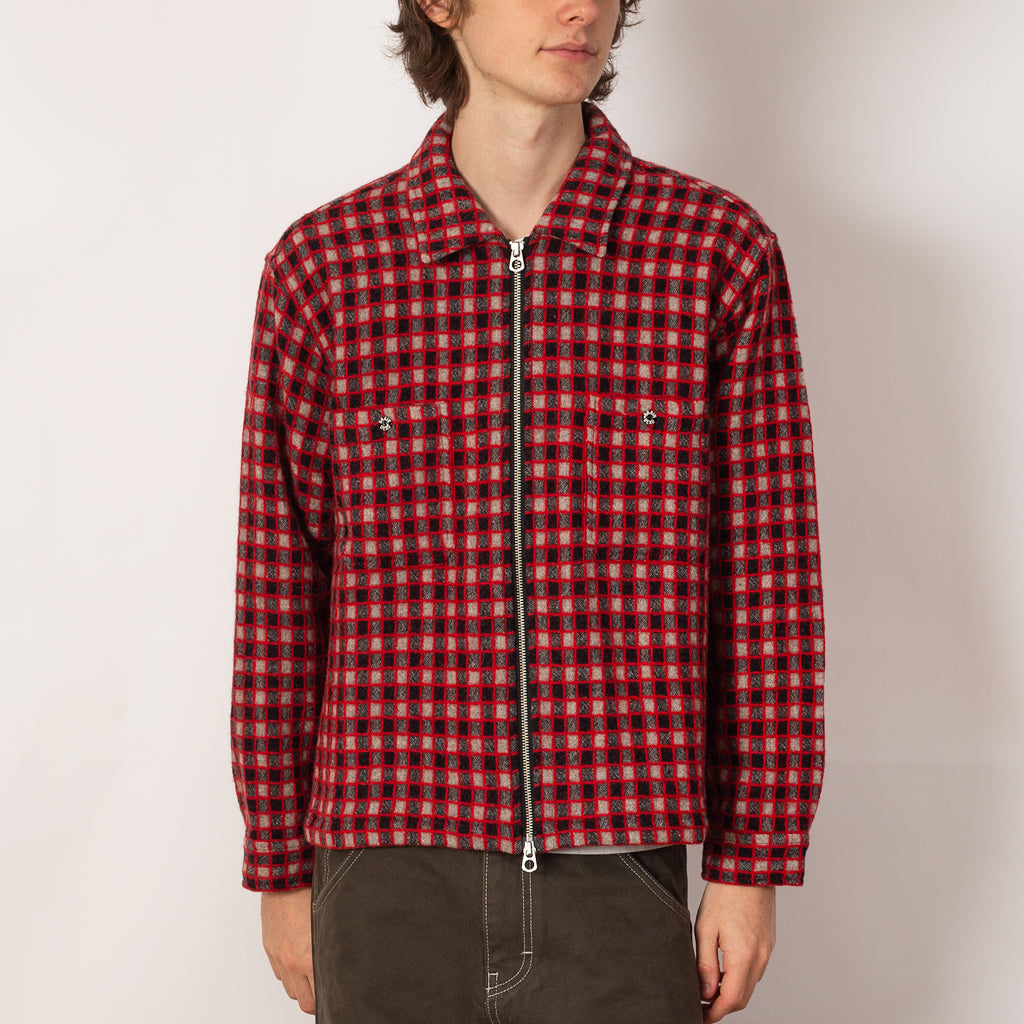 CHECK MATE FLANNEL ZIP SHIRT - Black Multi