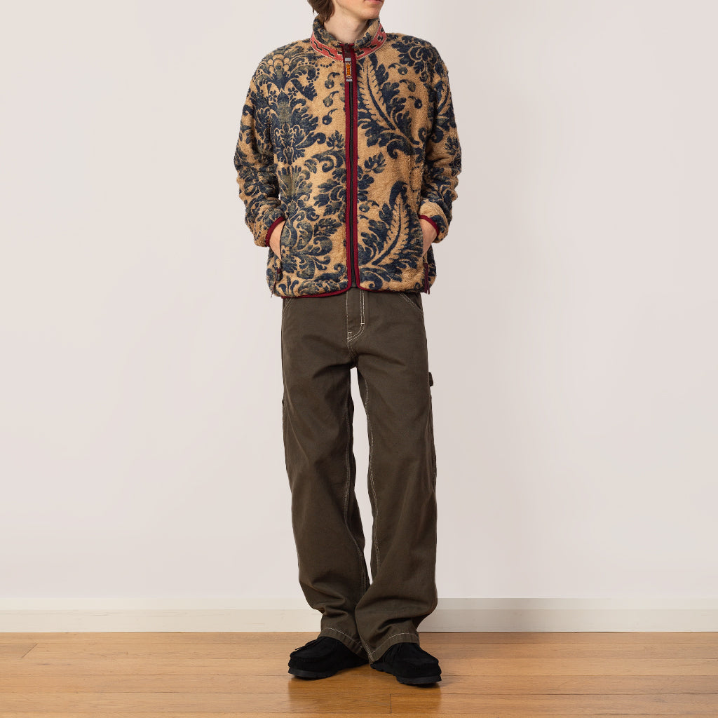 Virgin Mary Damask Fleece Zip Blouson - Beige