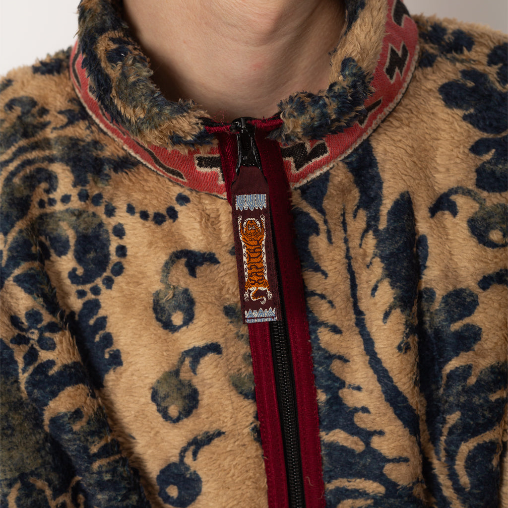 Virgin Mary Damask Fleece Zip Blouson - Beige