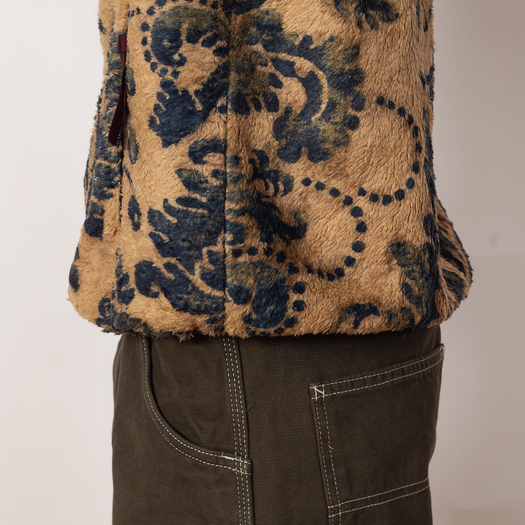 Virgin Mary Damask Fleece Zip Blouson - Beige