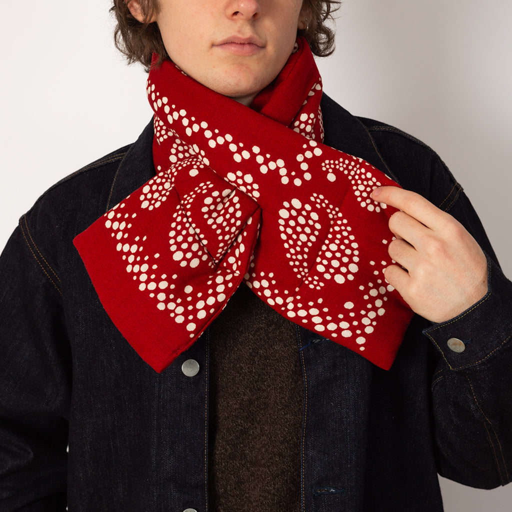 Linen Rayon Kesa Bandana Scarf - Red