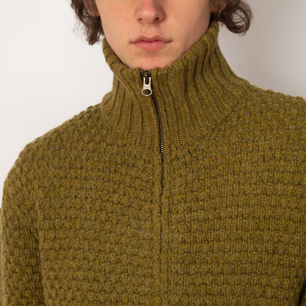 Full Zip Style Popcorn Pattern - Olive