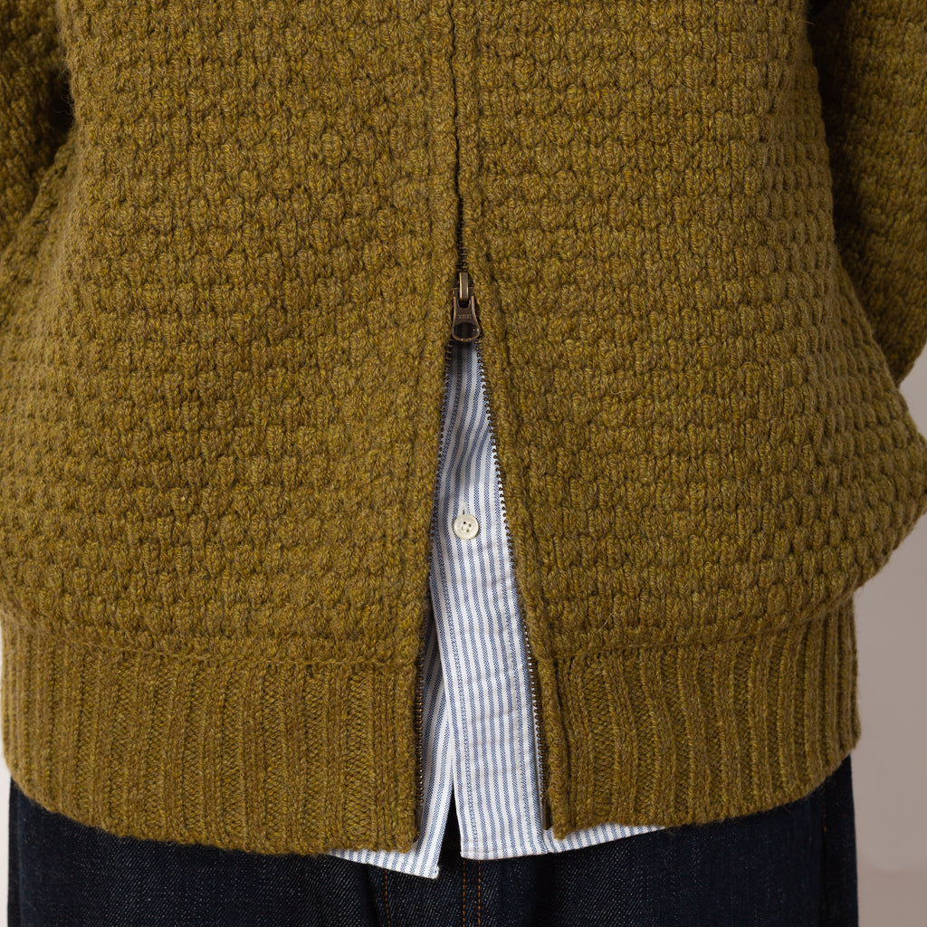 Full Zip Style Popcorn Pattern - Olive