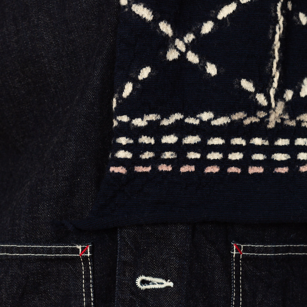 Fulling Wool HAPPY Scarf SASHIKO - Navy