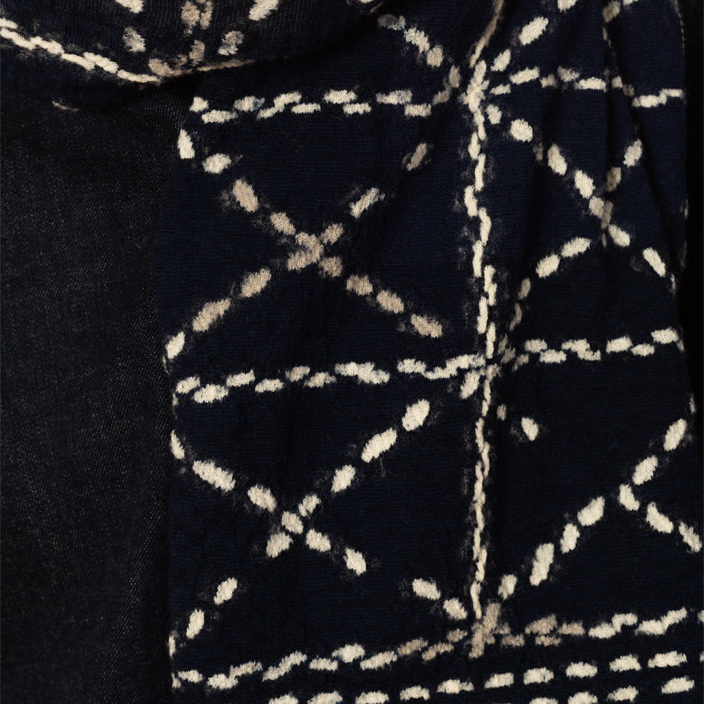 Fulling Wool HAPPY Scarf SASHIKO - Navy