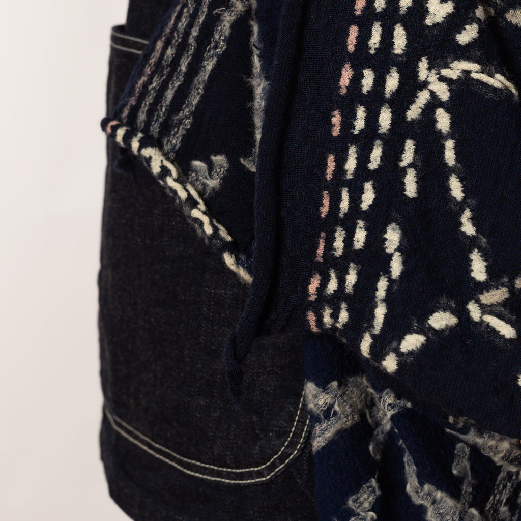 Fulling Wool HAPPY Scarf SASHIKO - Navy