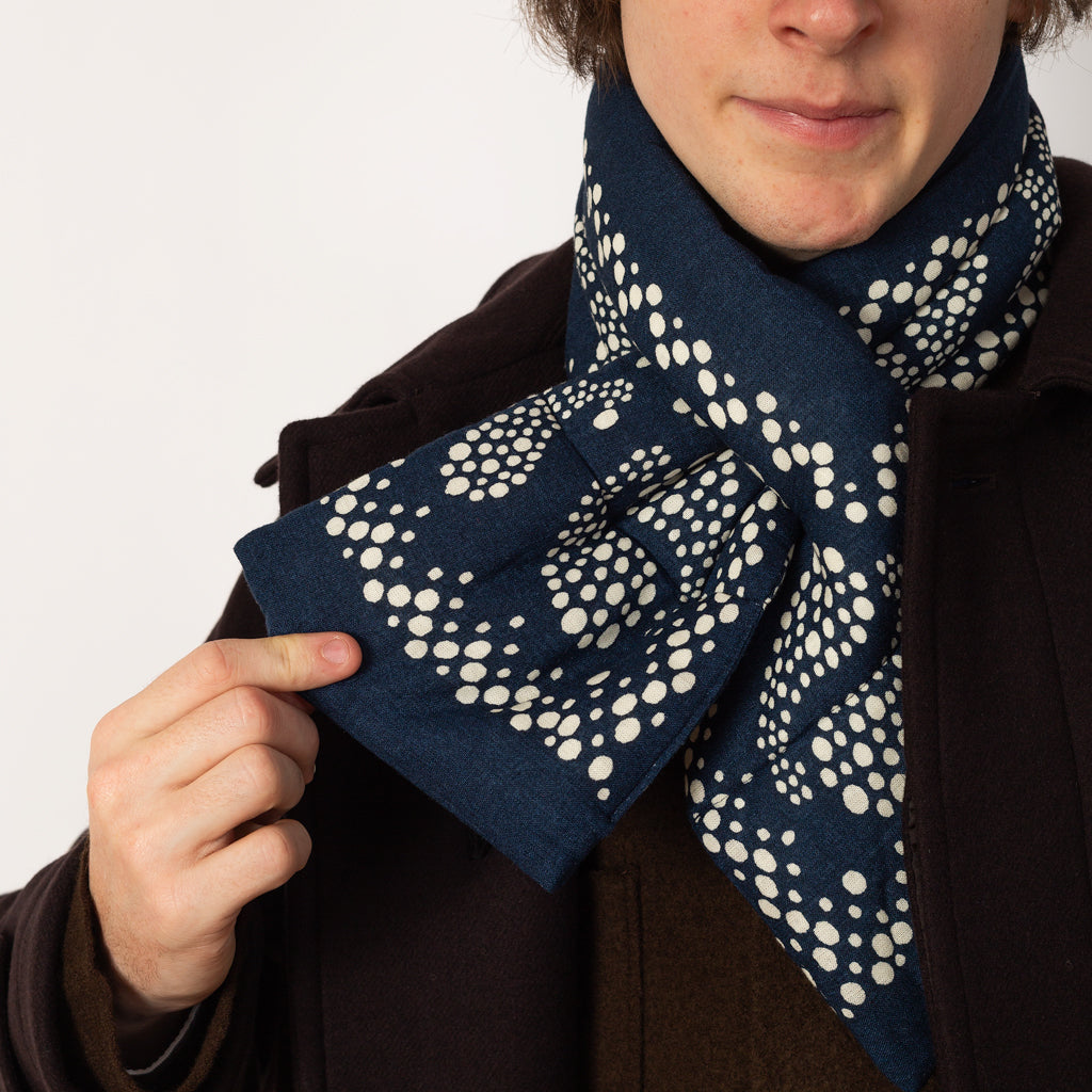 Linen Rayon Bandana KESA Scarf - Navy