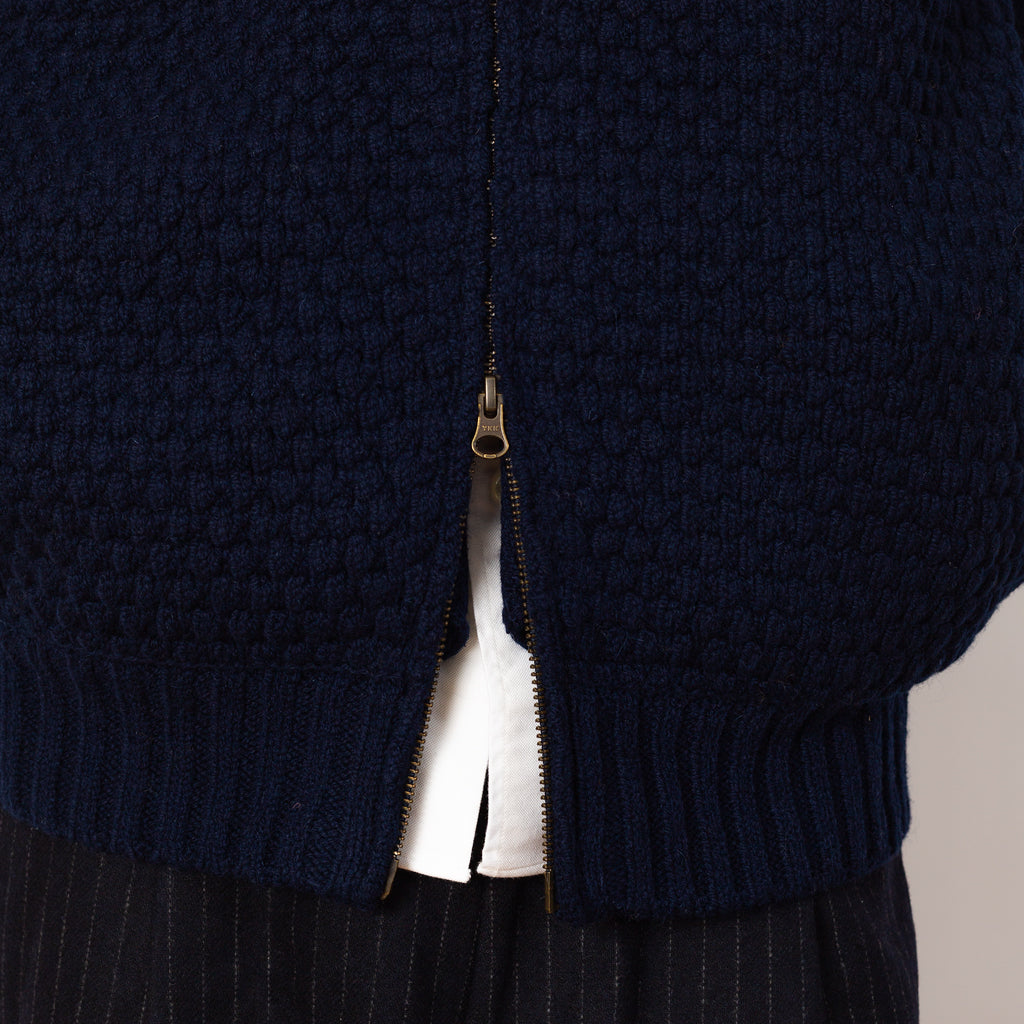 Full Zip Style Popcorn Pattern - Navy