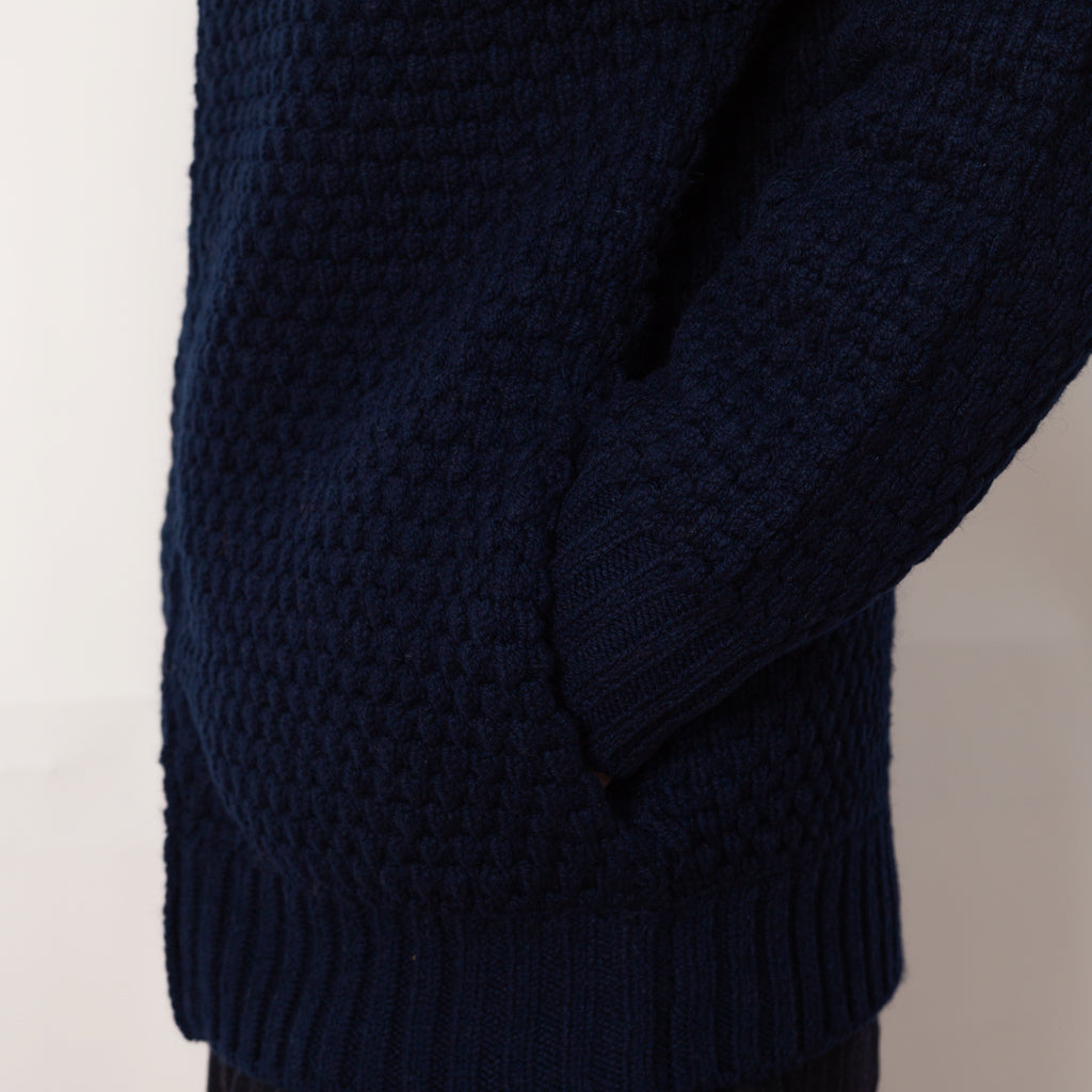 Full Zip Style Popcorn Pattern - Navy