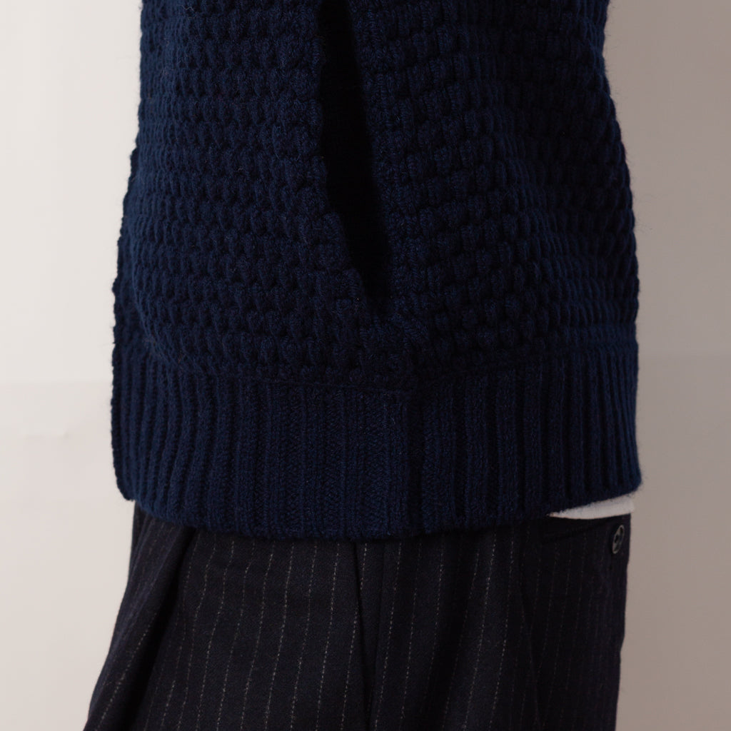 Full Zip Style Popcorn Pattern - Navy