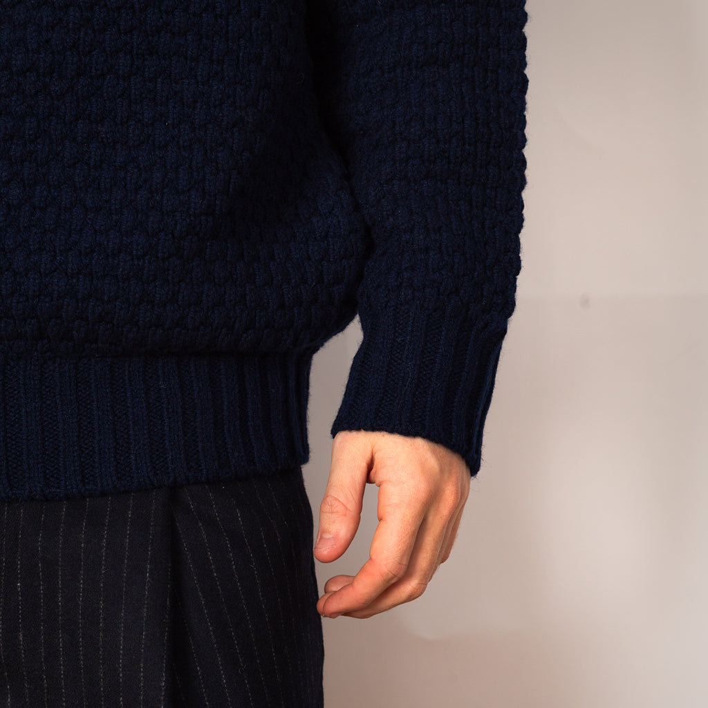 Full Zip Style Popcorn Pattern - Navy