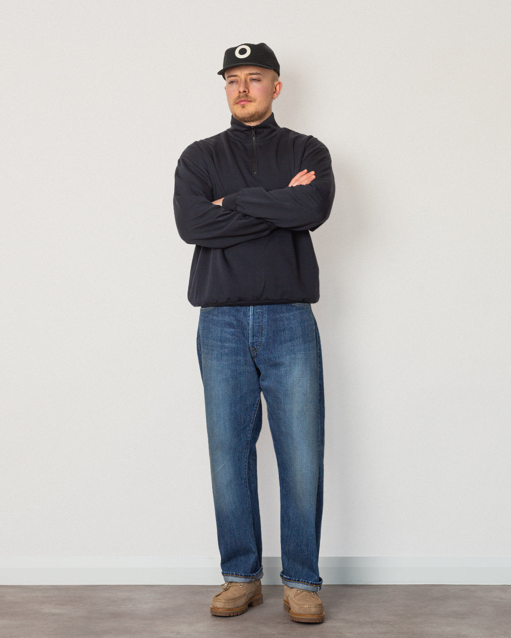 High Gauge Sweat Half Zip Pullover - Ink Black