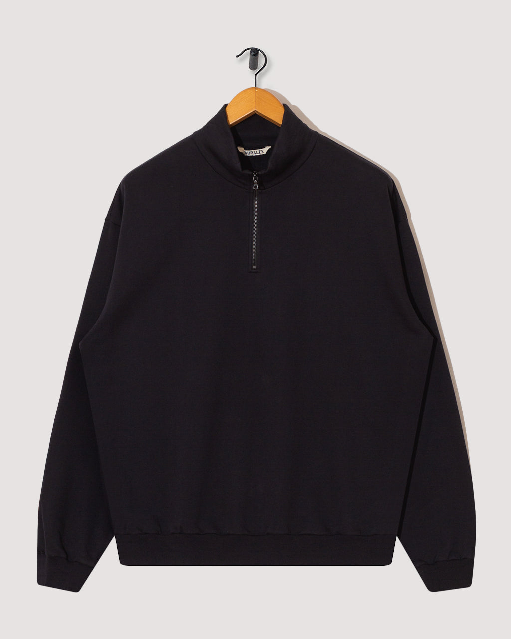 High Gauge Sweat Half Zip Pullover - Ink Black | Auralee | Peggs