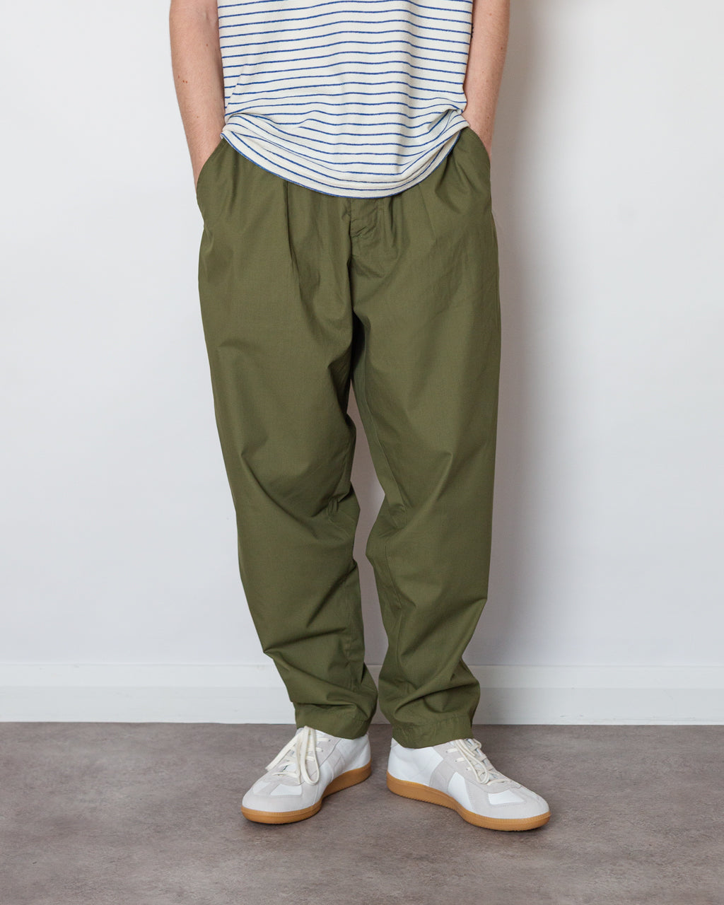 Pleated Track Pant Poly Tech - Olive
