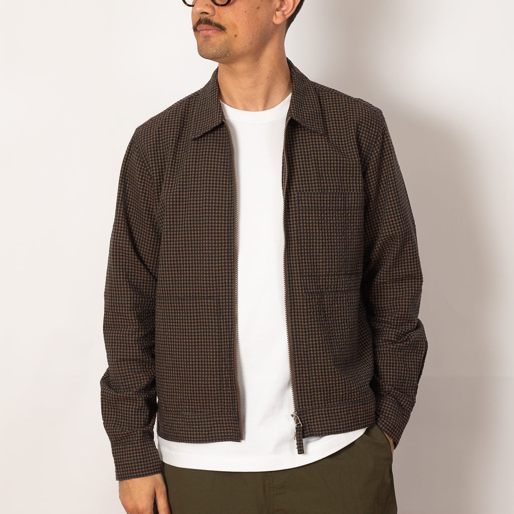Zip Uniform Jacket - Navy Japanese Seersucker