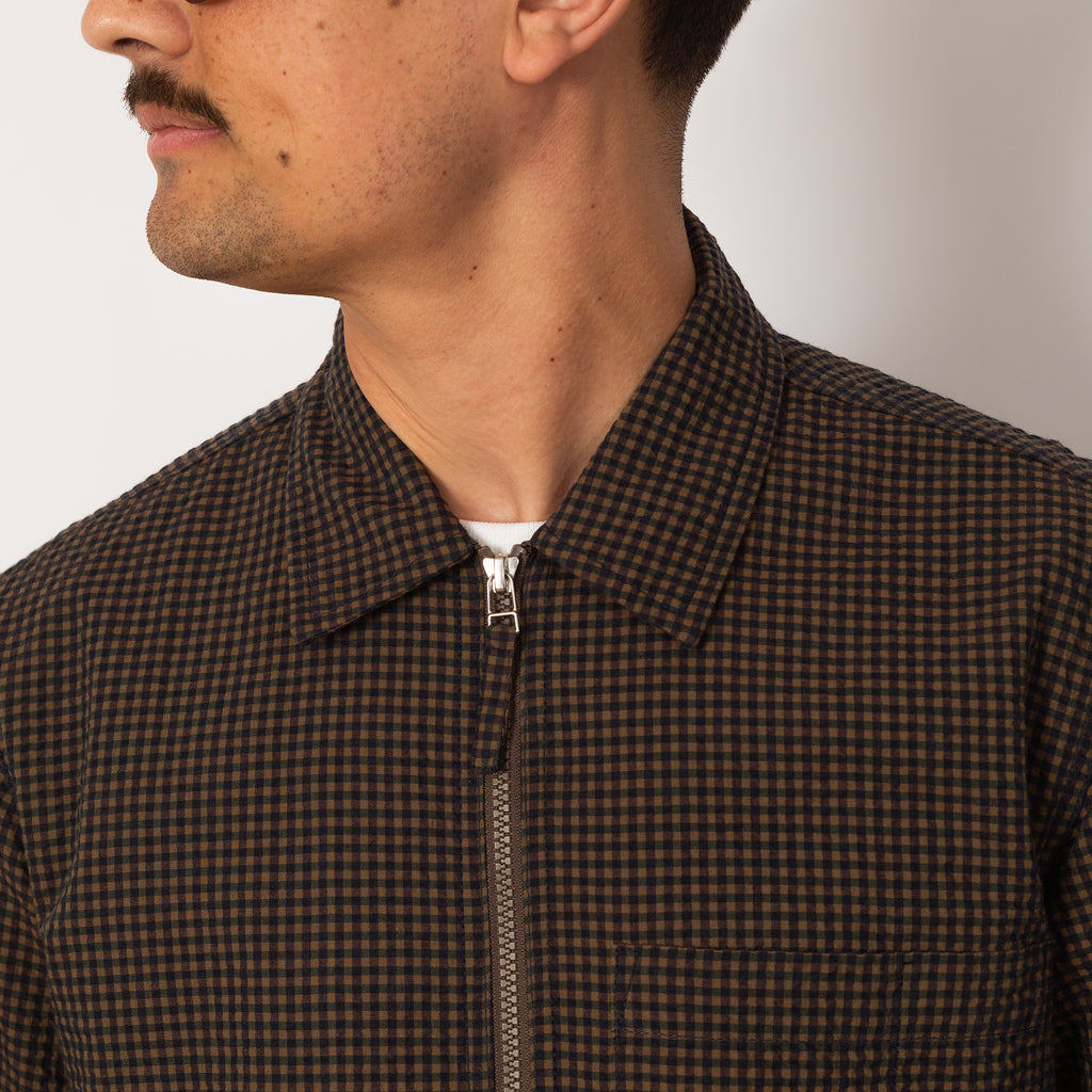 Zip Uniform Jacket - Navy Japanese Seersucker
