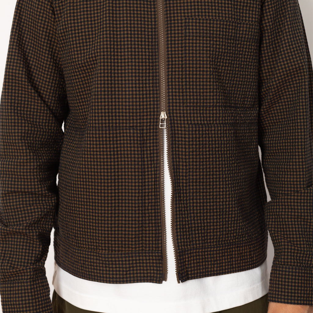Zip Uniform Jacket - Navy Japanese Seersucker