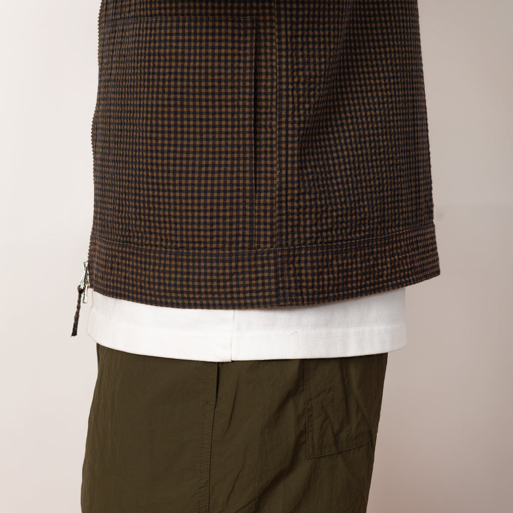 Zip Uniform Jacket - Navy Japanese Seersucker