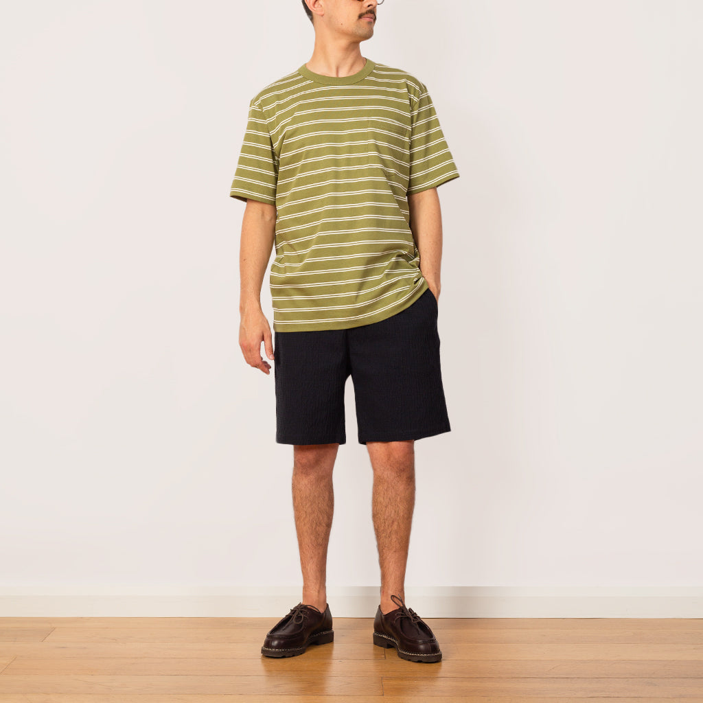 Holger Organic Sailor Stripe Pocket Tee - Moss Green