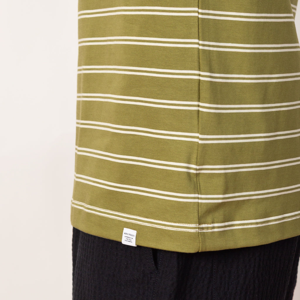 Holger Organic Sailor Stripe Pocket Tee - Moss Green