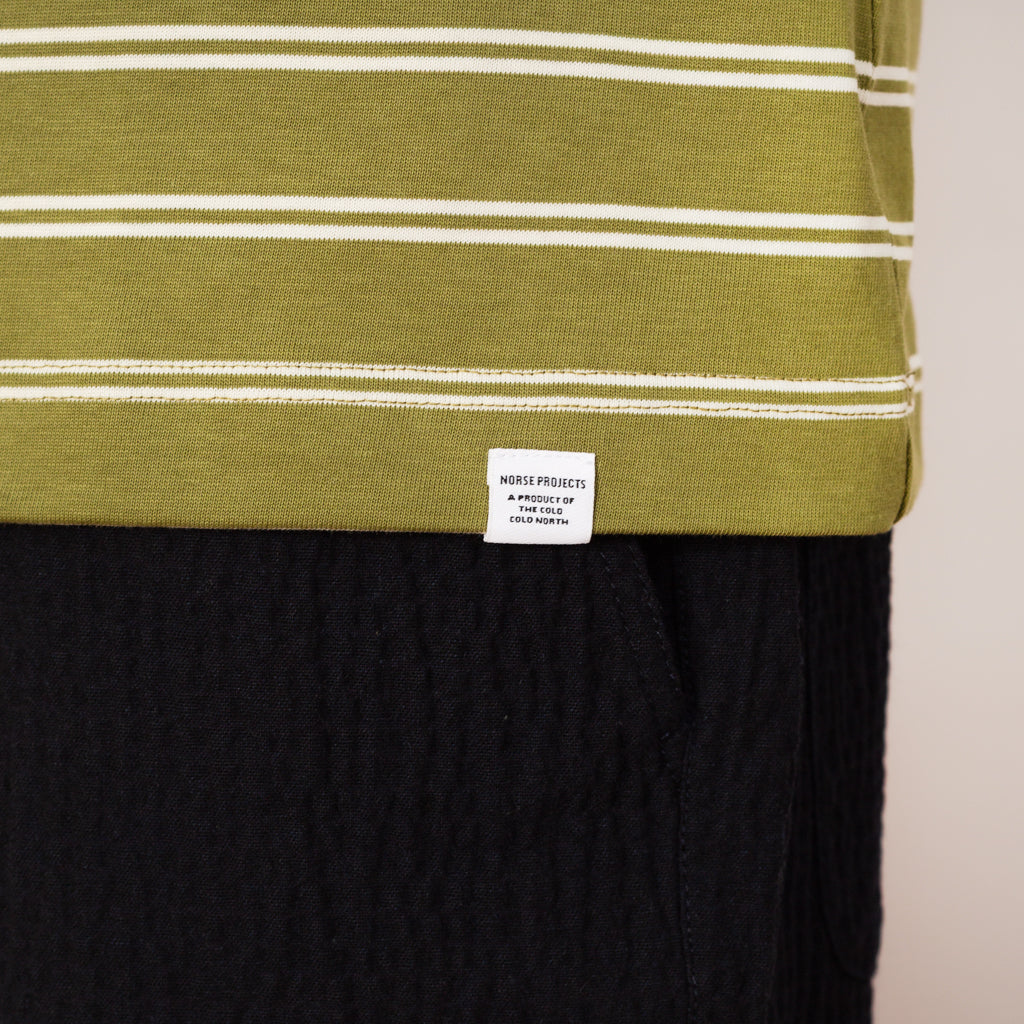 Holger Organic Sailor Stripe Pocket Tee - Moss Green