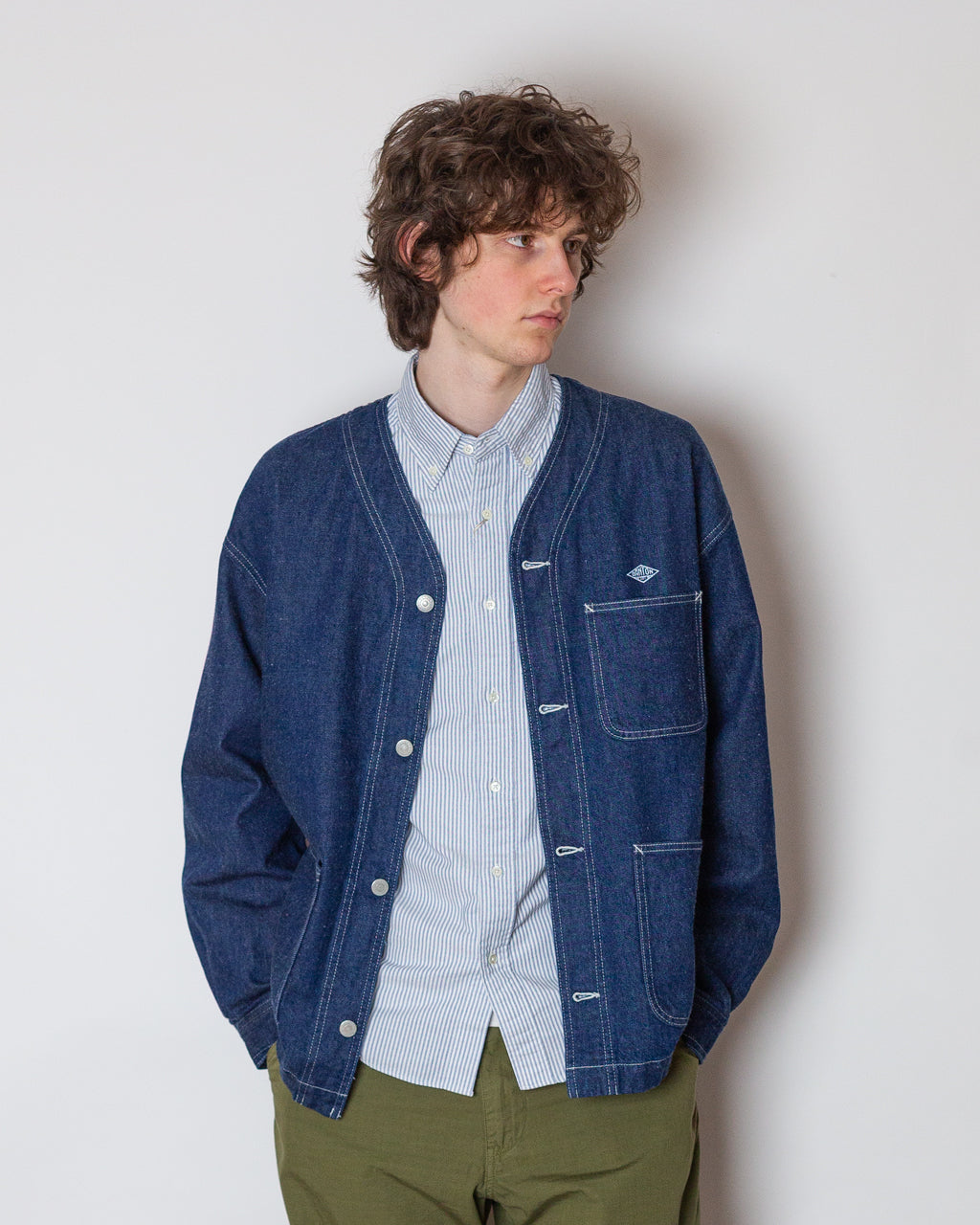 Collarless Jacket - Indigo