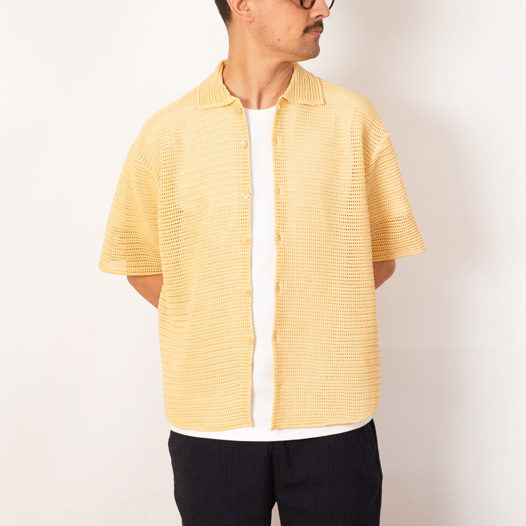Knit Half Sleeve Shirt - White Yellow